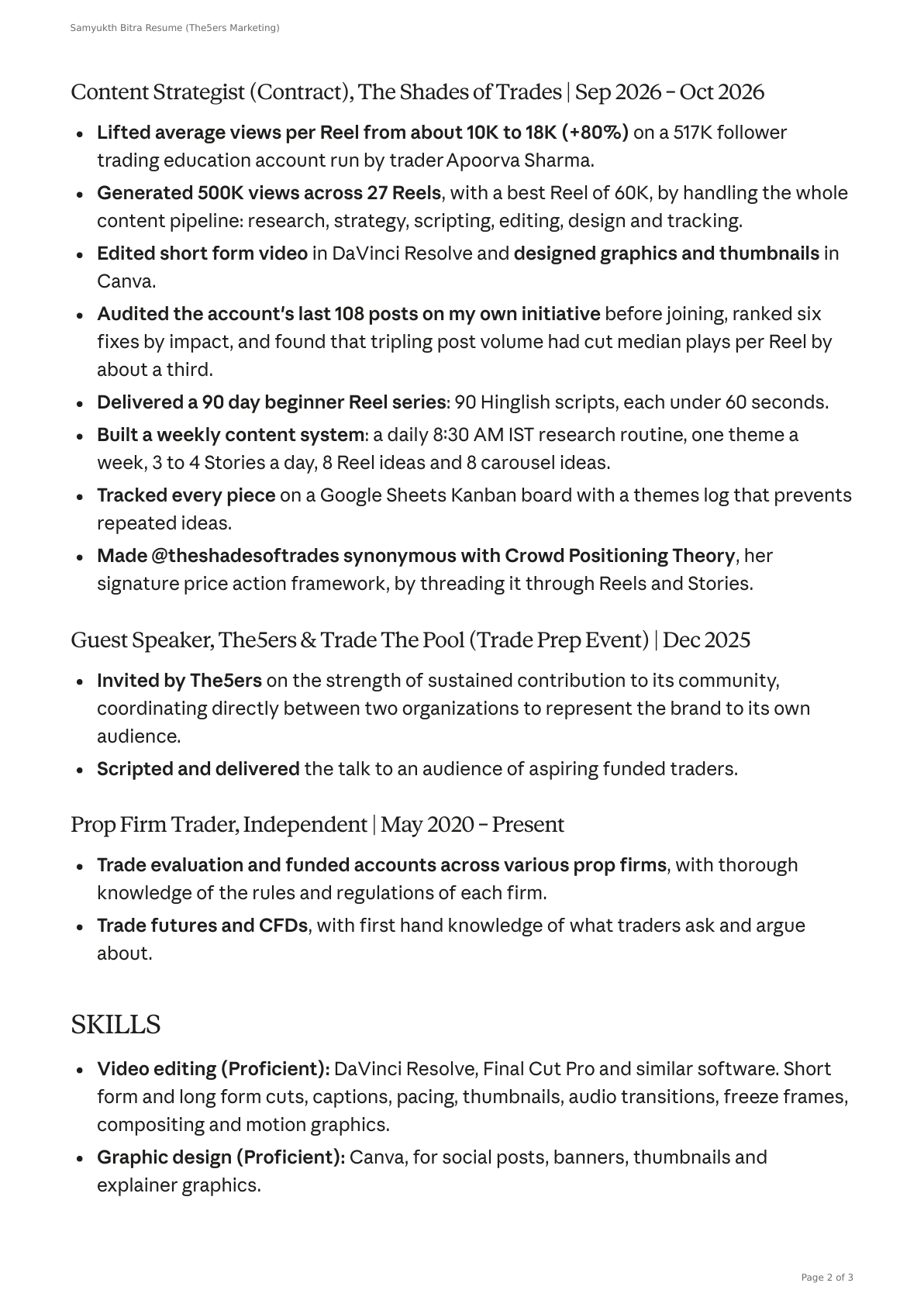 Resume, page 2 of 3